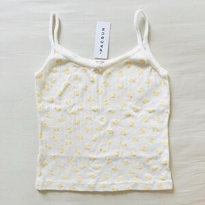 BNWT Brandy Melville/John Galt yellow duck pointelle bow skylar tank top